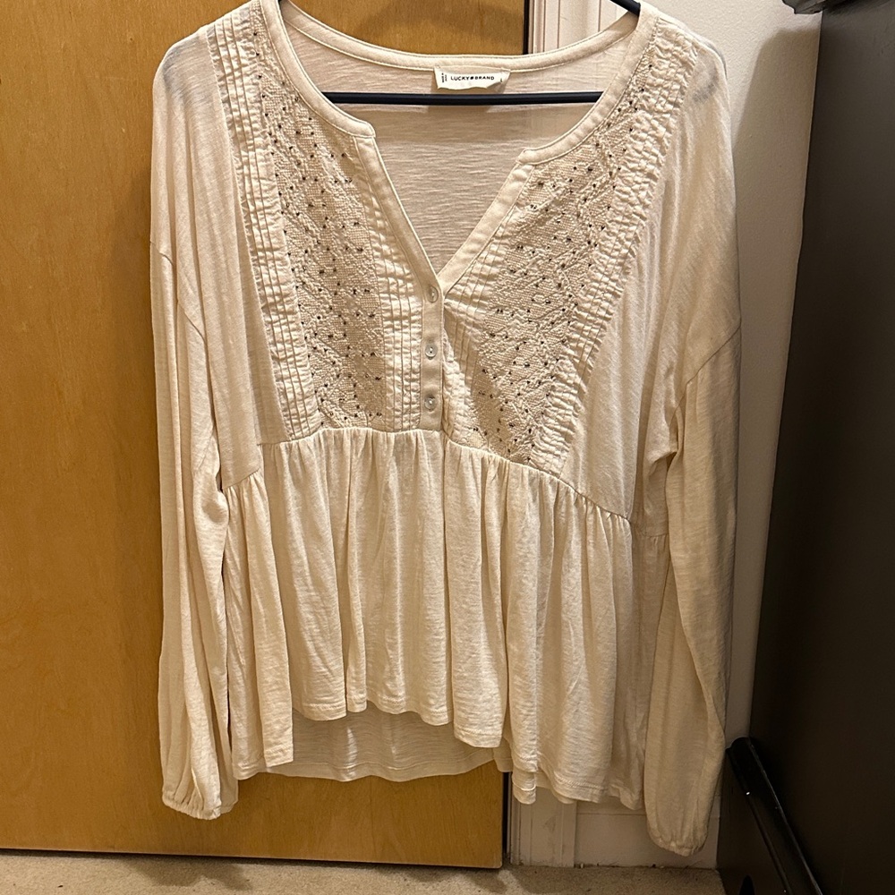 Lucky Brand Cream Lace Blouse